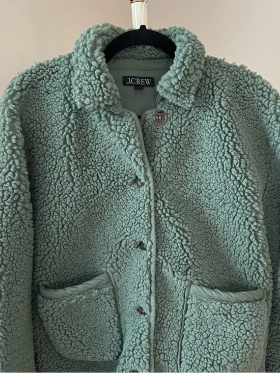 J. Crew Teddy Faux Sherpa Barn Jacket Size Small - Picture 3 of 9